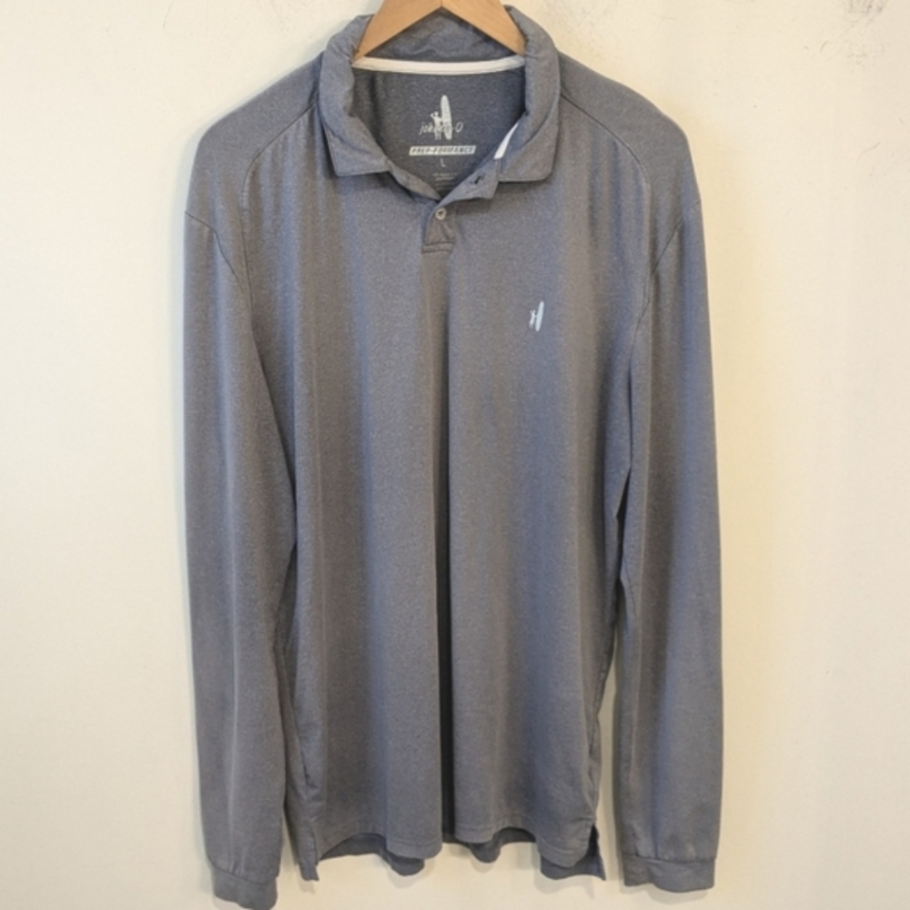 johnnie-O Long Sleeve Polo in Heather Gray